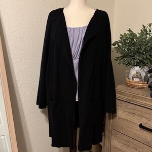 JM Collection Black Open Front Sweater Coatigan